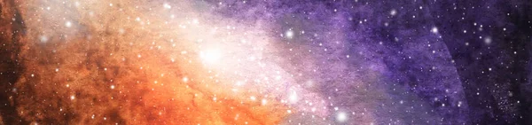 Lukisan Galaksi Abstrak Tekstur Cosmic Warna Air Dengan Bintang Bintang — Stok Foto