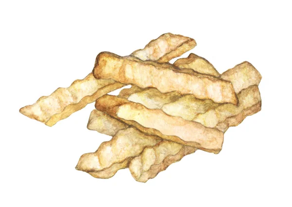 French Fries Watercolor Food Collection — Stock Photo, Image