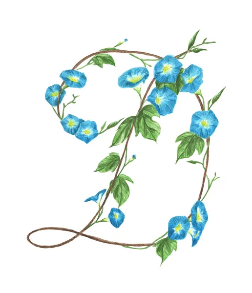 Blommig Akvarell Alfabetet Brev Tillverkad Blommor — Stockfoto