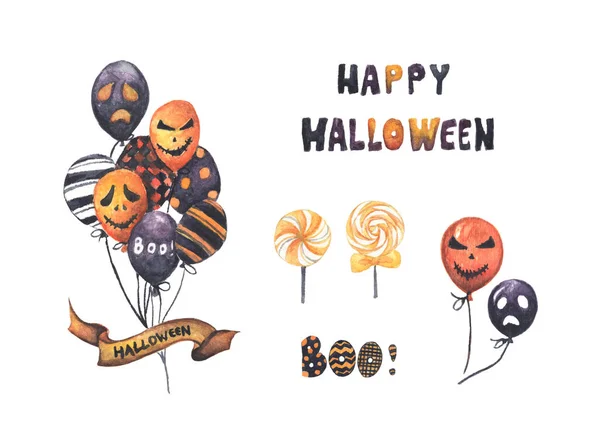 Set acquerello Halloween. Illustrazione vacanza per il design . — Foto Stock