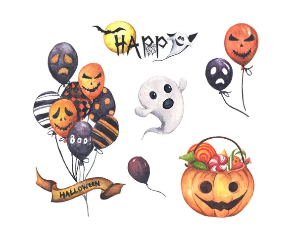 Akvarel Halloween set. Holiday illustration for design. — Stock fotografie