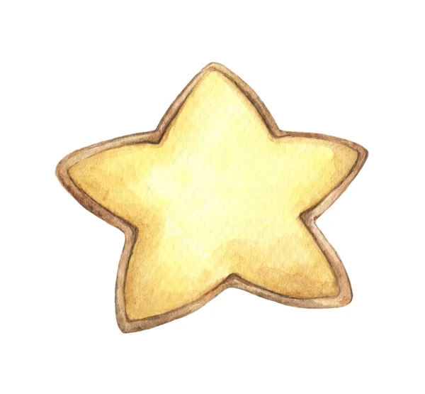 Ciasteczka Kształcie Gwiazdy Odizolowany Białym Tle Ręcznie Rysowane Akwarele Pyszne — Zdjęcie stockowe