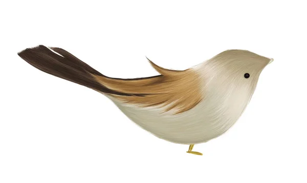Pássaro Castanho Isolado Sobre Fundo Branco Desenhado Mão — Fotografia de Stock