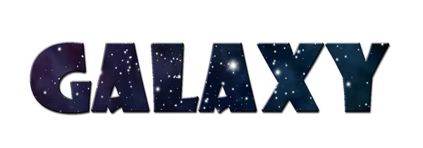 Palavra Galaxy Isolado Fundo Branco Lettering Design — Fotografia de Stock