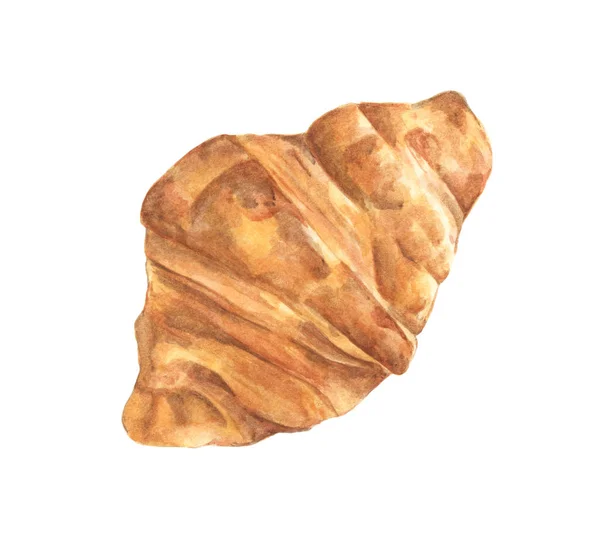 Aquarell Frisches Croissant Isoliert Auf Weißem Hintergrund Illustration Von Lebensmitteln — Stockfoto