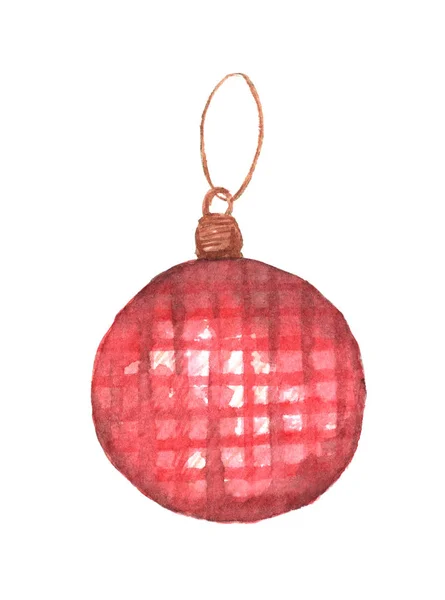 Bola de Natal vermelho isolado no fundo branco. — Fotografia de Stock