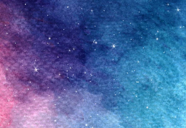 Aquarela Colorido Estrelado Espaço Galáxia Nebulosa Fundo — Fotografia de Stock