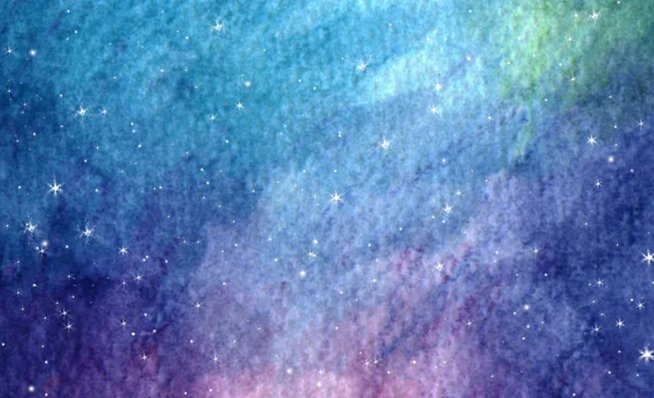 Aquarela Colorido Estrelado Espaço Galáxia Nebulosa Fundo — Fotografia de Stock