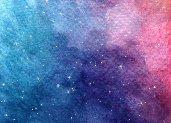 Watercolor Colorful Starry Space Galaxy Nebula Background — Stock Photo, Image