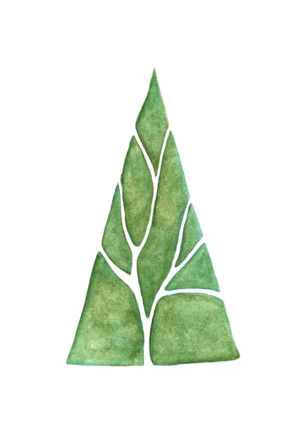 Abstrakt Grönt Träd Isolerad Vit Bakgrund Akvarell Illustration — Stockfoto