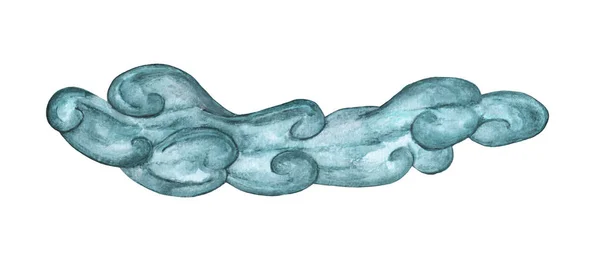 Blue Cloud Izolované Bílém Pozadí Ručně Kreslené Malované Ilustrace Akvarelu — Stock fotografie