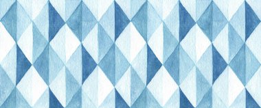 Soyut çokgen arkaplan. Mavi tonların el boyası suluboya.