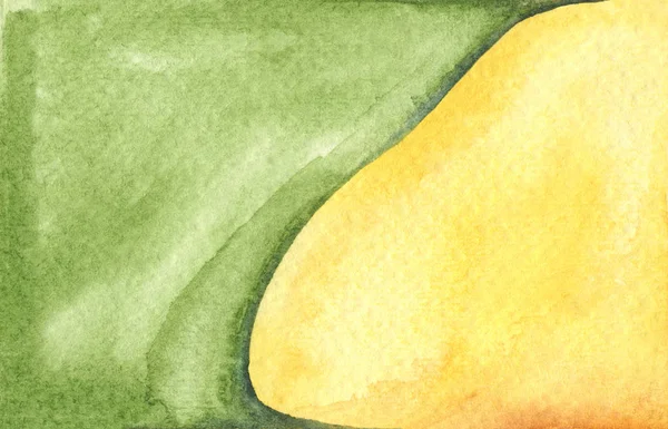 Achtergrond abstracte groene en gele golf. Met de hand geschilderde aquarel — Stockfoto