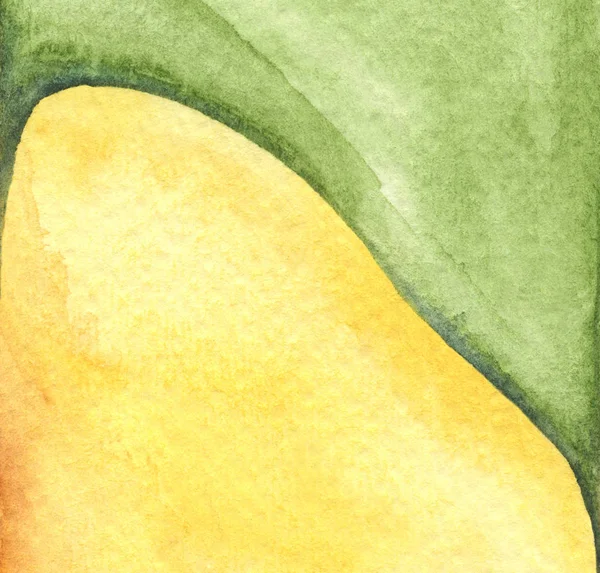Achtergrond abstracte groene en gele golf. Met de hand geschilderde aquarel — Stockfoto