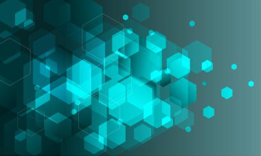 Soyut altıgen arkaplan. Teknoloji çokgen tasarımı. Dijital fütürist. Vektör illüstrasyonu.