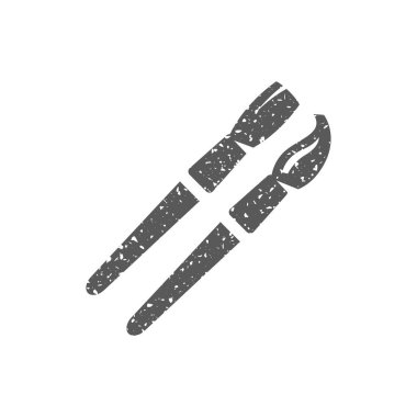 Boya fırçaları simgesi beyaz arka plan üzerinde izole grunge doku