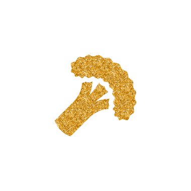 Brokoli simgesi beyaz arka plan üzerinde izole altın glitter doku