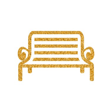 Park tezgah simgesi altın glitter doku. Işıltı lüks stil vektör çizim.