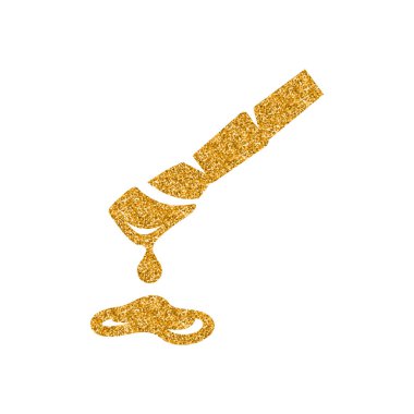 Boya fırça simgesini altın glitter doku. Vektör çizim.