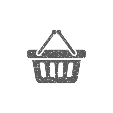 Beyaz arka plan üzerinde izole doku alışveriş sepeti simgesini