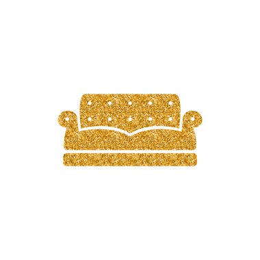 Altın glitter doku kanepe simgesi. Vektör çizim.
