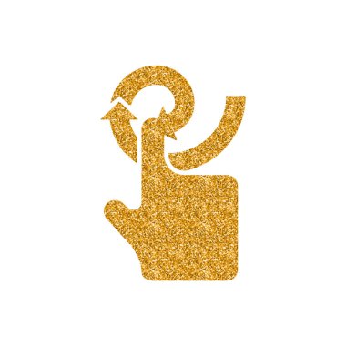 Parmak jest simgesi beyaz arka plan üzerinde izole altın glitter doku