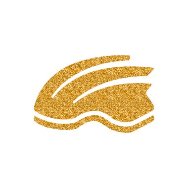Bisiklet kask simgesi altın glitter doku. Vektör çizim.