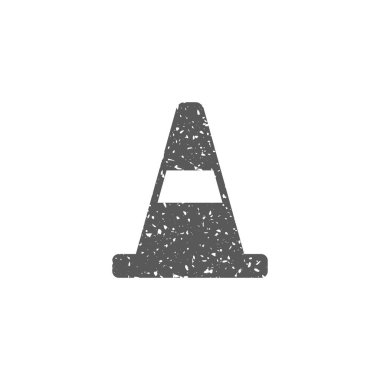 Trafik koni simgesi beyaz arka plan üzerinde izole grunge doku