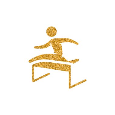 Engel altın glitter doku içinde simge çalıştırın. Işıltı lüks stil vektör çizim.