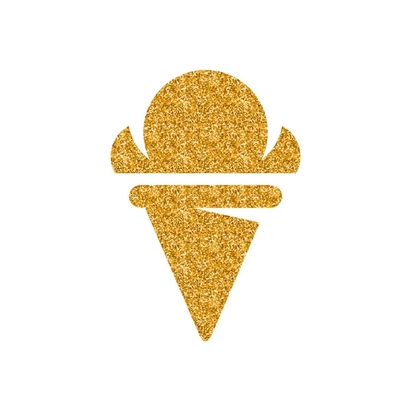 Ice Cream Icon Gold Glitter Texture Isolated White Background — Stock Vector