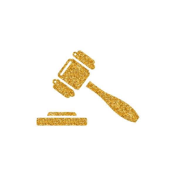 Hammer Symbol Goldglitter Textur Isoliert Auf Weißem Hintergrund — Stockvektor