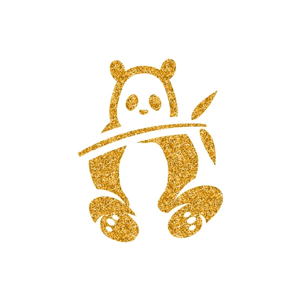 Icono Panda Textura Brillo Dorado Aislado Sobre Fondo Blanco — Vector de stock