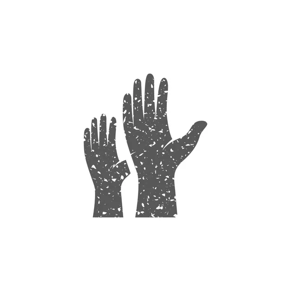 Ícone Mãos Textura Grunge Isolado Fundo Branco —  Vetores de Stock