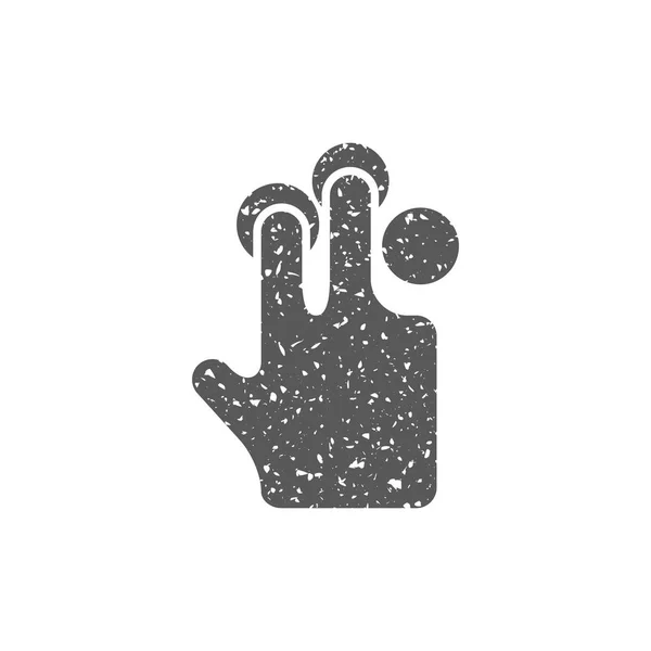 Finger Gesture Icon Grunge Texture Isolated White Background — Stock Vector