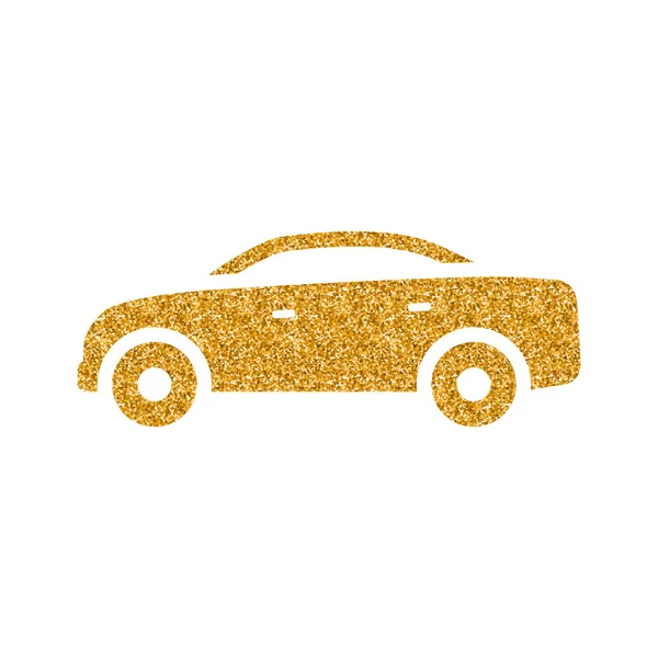 Иконка Автомобиля Золотой Текстуре Изолированы Белом Фоне — стоковый вектор