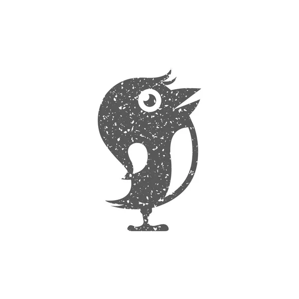 Tweet Vogel Symbol Grunge Textur Isoliert Auf Weißem Hintergrund — Stockvektor