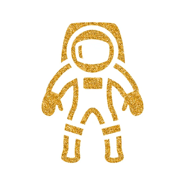 Astronaut Ikonen Guldglitter Textur Vektorillustration — Stock vektor