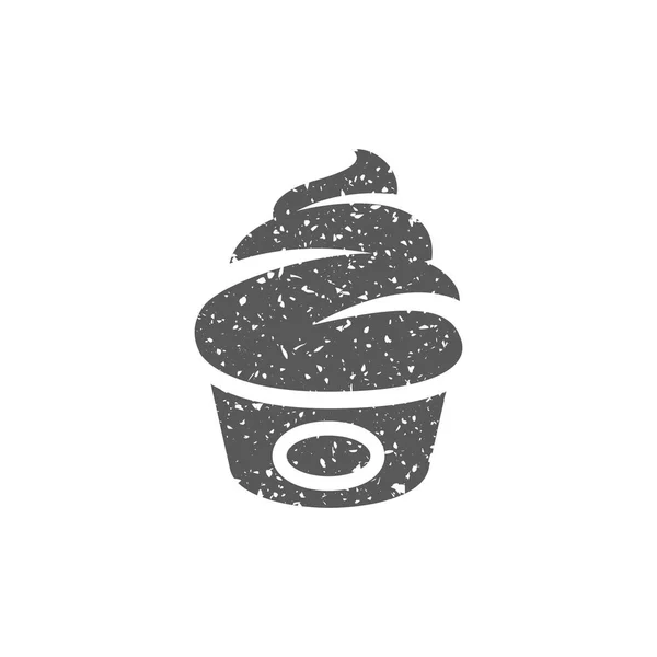 Ice Cream Ikona Grunge Textury Izolovaných Bílém Pozadí — Stockový vektor