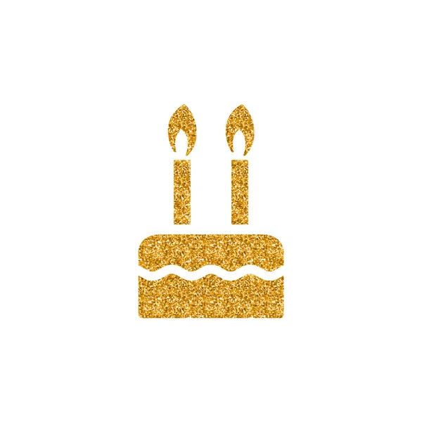 Icône Gâteau Anniversaire Texture Pailletée Isolé Sur Fond Blanc — Image vectorielle