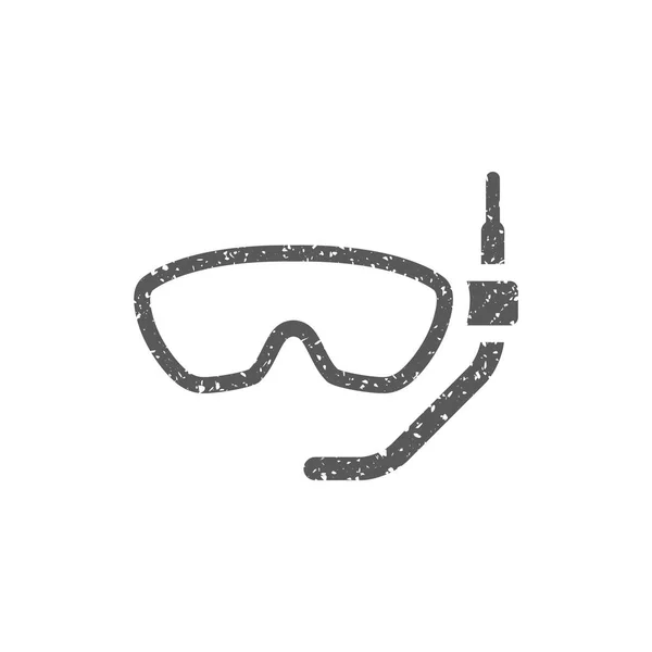 Şnorkel Maskesi Simgesi Beyaz Arka Plan Üzerinde Izole Grunge Doku — Stok Vektör