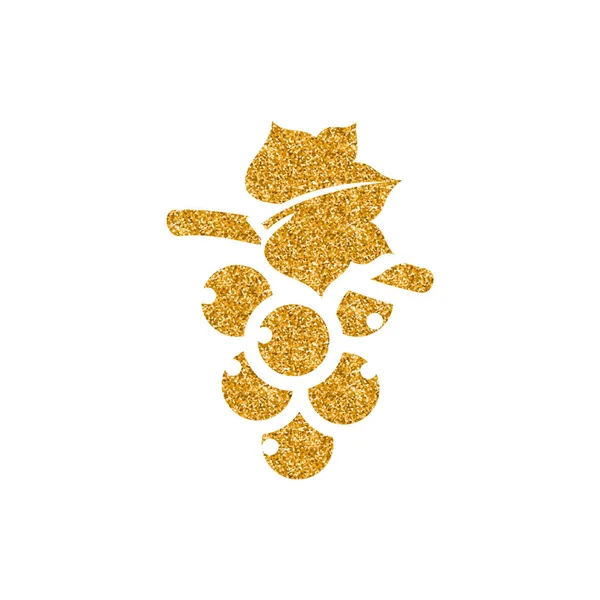 Winogron Ikona Złoty Brokat Tekstury Białym Tle — Wektor stockowy