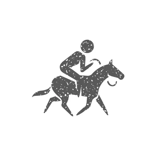 Icono Equitación Textura Grunge Aislada Sobre Fondo Blanco — Vector de stock