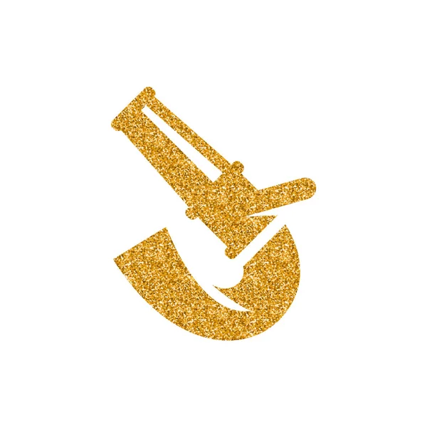 Fireman Water Hose Icon Gold Glitter Texture Vector Illustration — Stock Vector