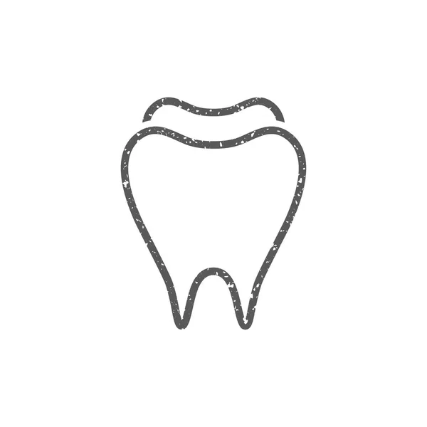Tand Ikonen Grunge Konsistens Isolerad Vit Bakgrund — Stock vektor