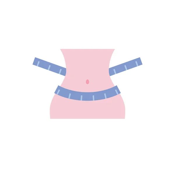 メジャー テープで女性の身体 フラット カラー スタイルのアイコン ファッション美容と健康的なライフ スタイル ベクトル図 — ストックベクタ
