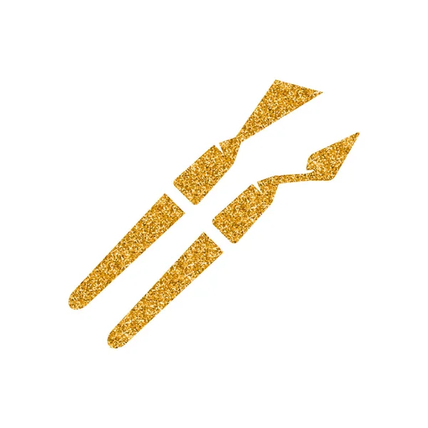 Painting Spatula Icon Gold Glitter Texture Isolated White Background — Stock Vector