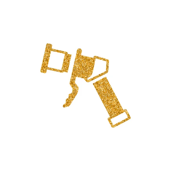 Elektrisch Voertuig Lader Pictogram Goud Glitter Textuur Sparkle Luxe Stijl — Stockvector