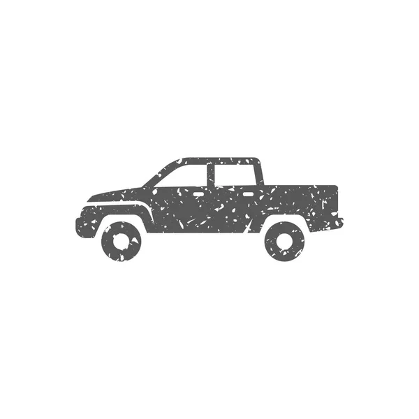 Auto Pictogram Grunge Textuur Geïsoleerd Witte Achtergrond — Stockvector