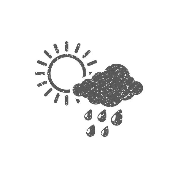 Icono Nube Lluvia Textura Grunge Aislada Sobre Fondo Blanco — Archivo Imágenes Vectoriales