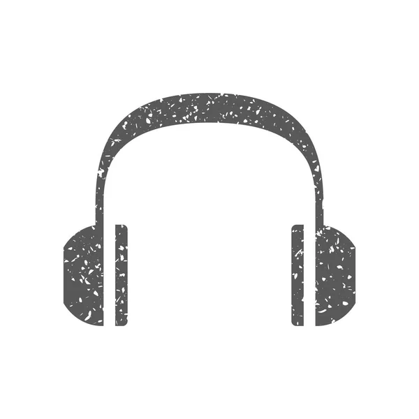 Casque Icône Audio Texture Grunge Isolé Sur Fond Blanc — Image vectorielle